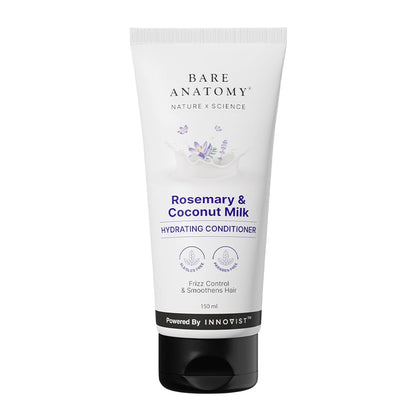 Bare Anatomy Rosemary & Coconut Milk hydrating conditioner tube on a white background
