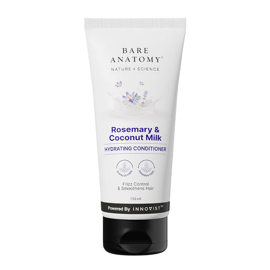 Bare Anatomy Rosemary & Coconut Milk hydrating conditioner tube on a white background
