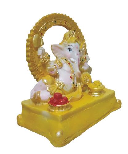 Ganesha Ganesh Ganpati Gajanan Statue Idol Murti Gift Item Decorative Showpiece Multicolor Polyresin Pack of 1 (B001)