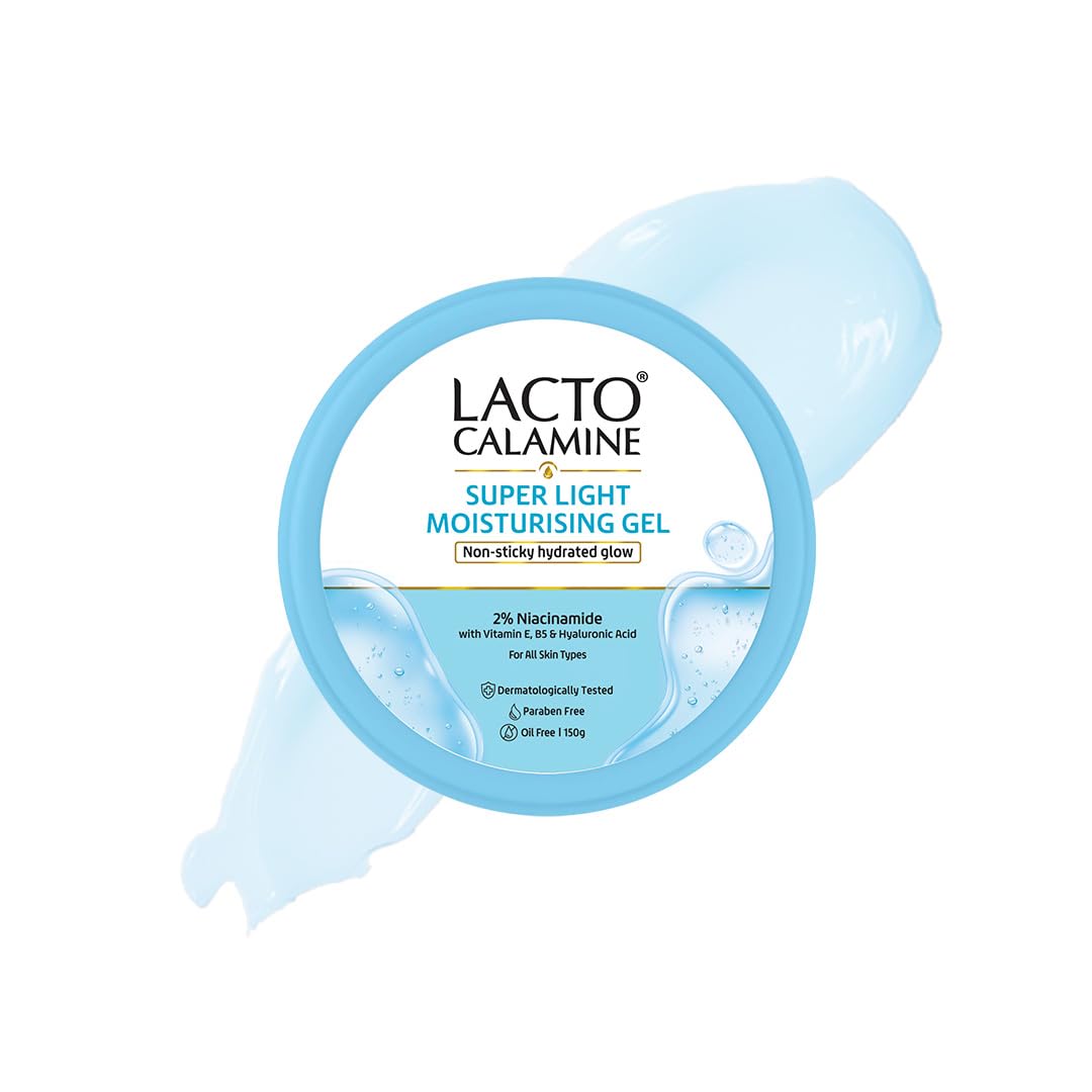 Lacto Calamine Super Light Moisturizer for Face | 150g | Moisturiser for Oily Skin with Niacinamide, Hyaluronic Acid | Face Moisturizer with 300% Instant Hydration, 90% Stronger Moisture Barrier