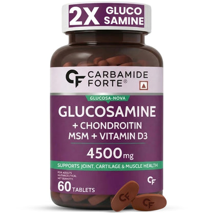 Carbamide Forte Glucosamine Tablets For Joint Support Supplement with Vitamin D3 & Glucosamine Chondroitin MSM | Joint Cartilage Support & Muscle Health | Joint Support Tablets - 60