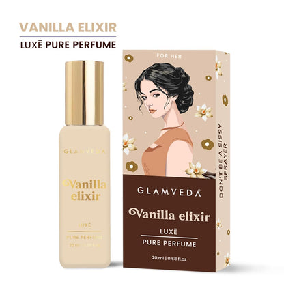 Glamveda Luxury Vanilla Elixir Pure Perfume for Woman 20ml | Long-Lasting Fragrance | Lily, Coconut, Lavender, Jasmine, Vanilla | Floral and Fruity Premium Perfume for Women
