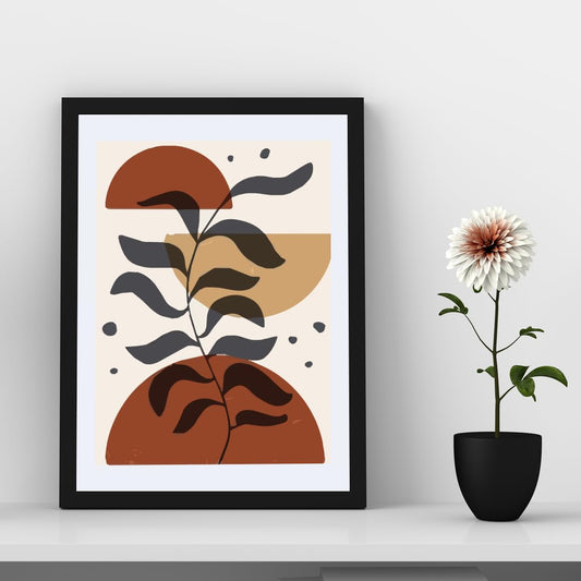 minimal wall frames for living room Bedroom Office decor/Paintings for home decoration Brown Framed poster art prints for room decor (Multicolor single frame)