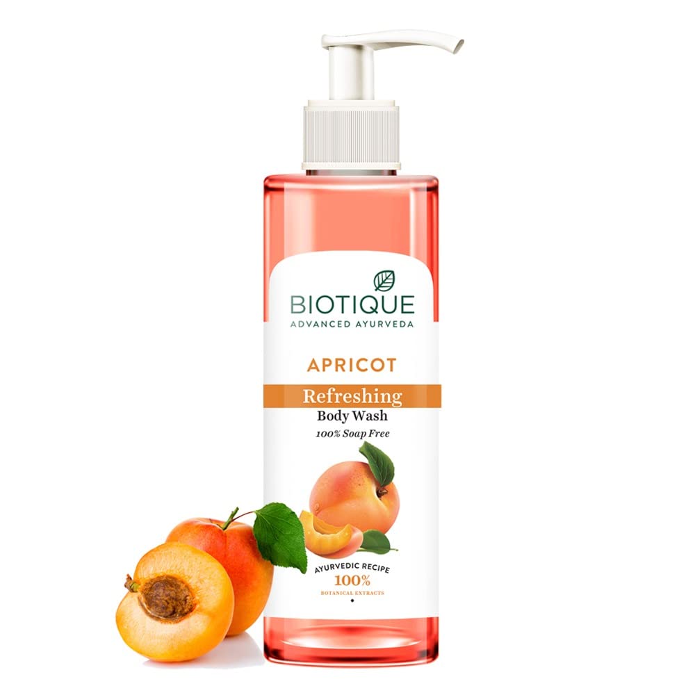 Biotique Apricot Refreshing Body Wash bottle on a white background