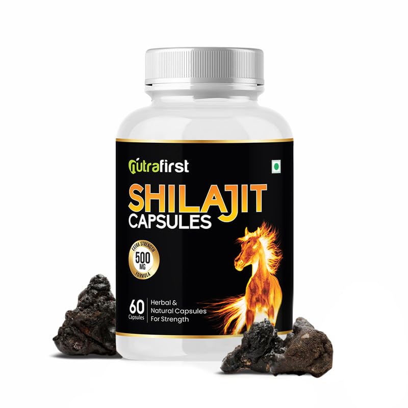 Nutrafirst Shilajit Capsules (500mg, 60 Caps) | Pure Himalayan Shilajeet Extract | Supports Muscle Strength, Stamina, Endurance & Energy | Improves Performance, Vitality & Immunity