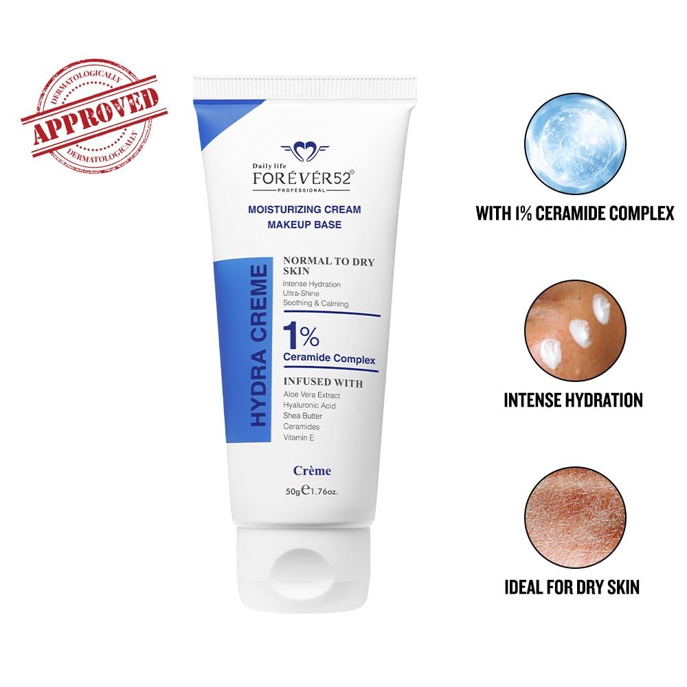 Forever52 Hydra Creme moisturizing cream tube with product features on a white background