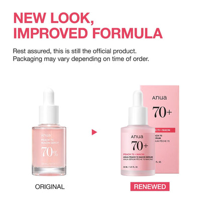 Anua Peach 70% Niacinamide Serum 30ml / brightening hydrating face serum hyperpigmentation treatment reducing melanine daily clean beauty (1.01 fl. oz.)