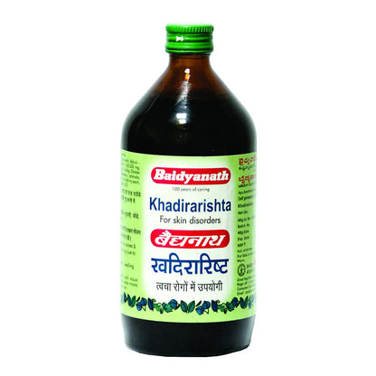 Baidyanath Asli Ayurved Khadirarishta - 450 ml - Ayurvedic Syrup For Skin | Glowing Skin | Blood Purifier