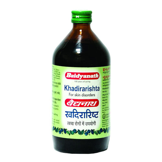 Baidyanath Asli Ayurved Khadirarishta - 450 ml - Ayurvedic Syrup For Skin | Glowing Skin | Blood Purifier