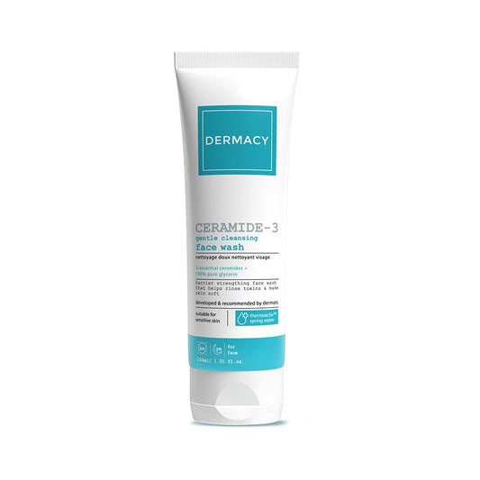 Dermacy Ceramide - 3 Gentle Cleansing Face Wash | Barrier - Strengthening Face Wash That Helps Rinse Toxins & Make Skin Soft | 3 - Essential Ceramides + 2.5% Hyaluronic Acid Complex + ThermoActiv Spring Water|For Sensitive Skin|100ml