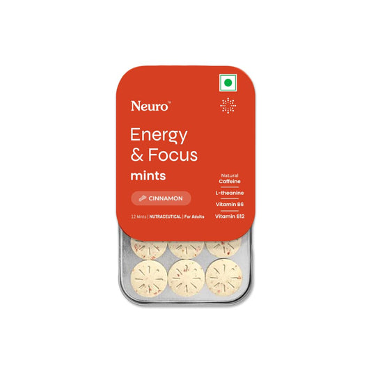 NeuroGum Energy Caffeine Mints - Sugar Free with L-theanine + Natural Caffeine + Vitamin B12 & B6 - Energy & Focus Supplement for Women & Men Vegan, Cinnamon Flavor | Pack of 2 (24 Mints)