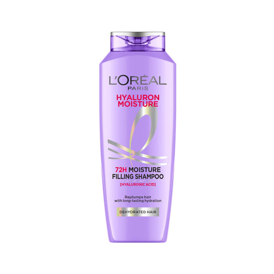 L'Oreal Paris Moisture Filling Shampoo, With Hyaluronic Acid, For Dry & Dehydrated Hair, Adds Shine & Bounce, Hyaluron Moisture 72H, 200ML.