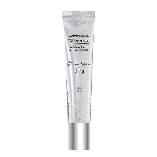 FACESCANADA Strobe Cream - Silver, 18ml | Primer + Highlighter + Moisturizer | Shea Butter & Hyaluronic Acid | Intense Hydration | Flawless Radiant Dewy Skin | Illuminating & Glowing Makeup Base