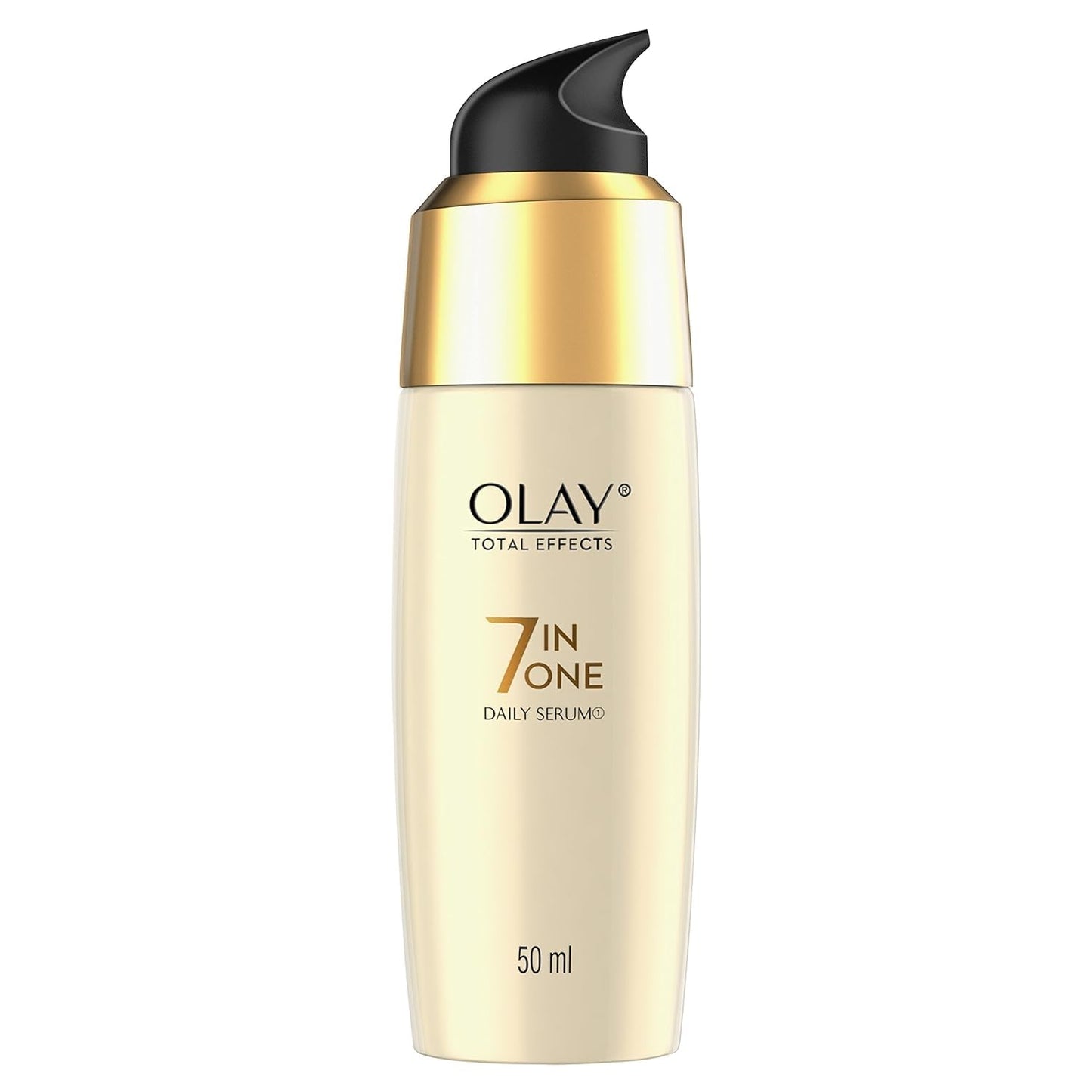 Olay Total Effects 7-in-One daily serum bottle on a white background