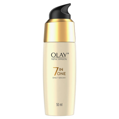 Olay Total Effects 7-in-One daily serum bottle on a white background