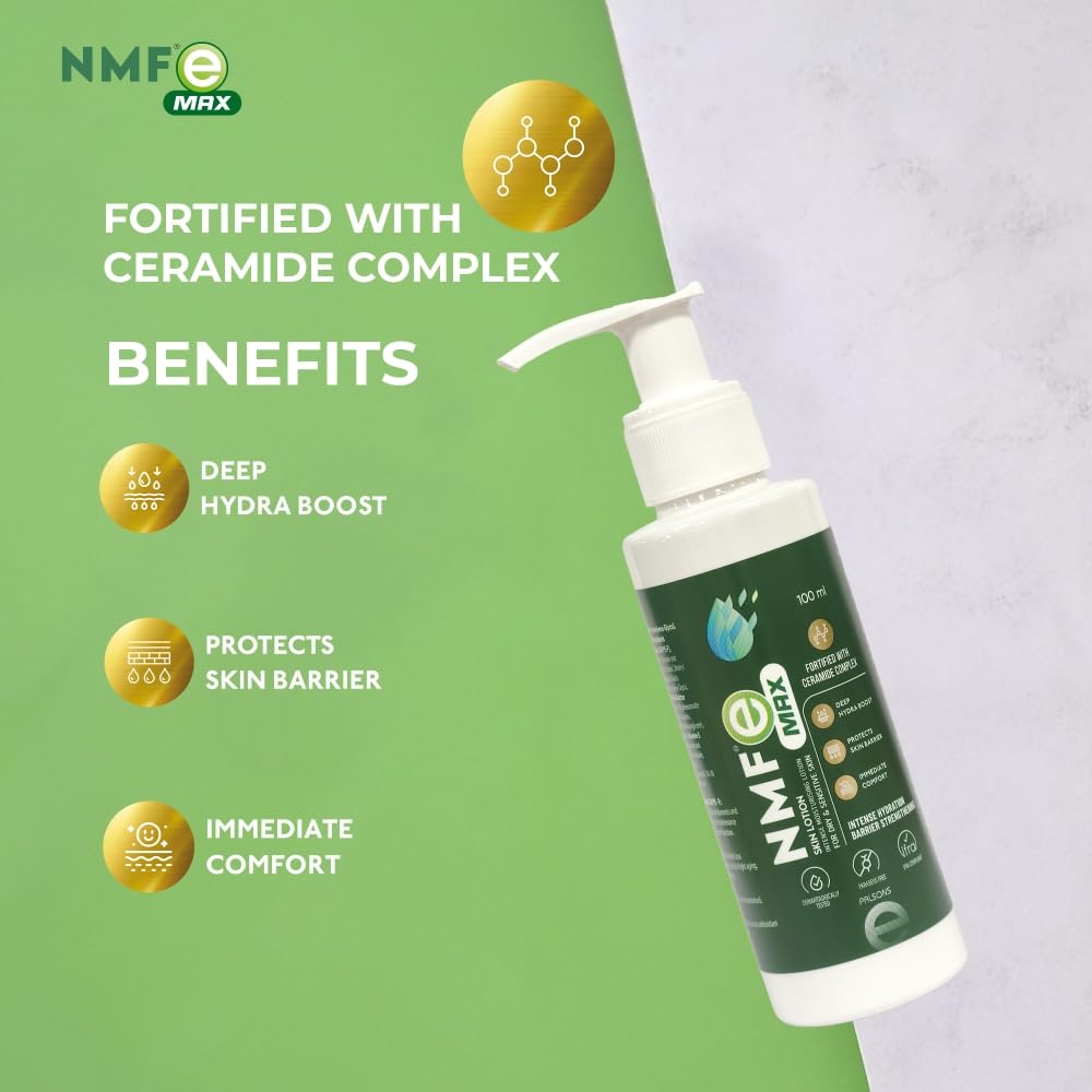 NMFe Max Skin lotion with Ceramide Complex For Severe Dry Skin| For Barrier Repair Deep Hydration | Gives Immediate Comfort |Shea butter & Vit E | For Dry & Sensitive Skin | Dermatologically Tested | 100 Ml
