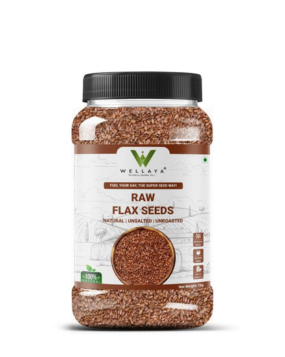 WELLAYA Flax Seeds - Alsi Seeds | Rich Protein Healthy Raw Seeds for Eating | Source of Iron & Dietary Fibre | Vegan Superfood for Wellness