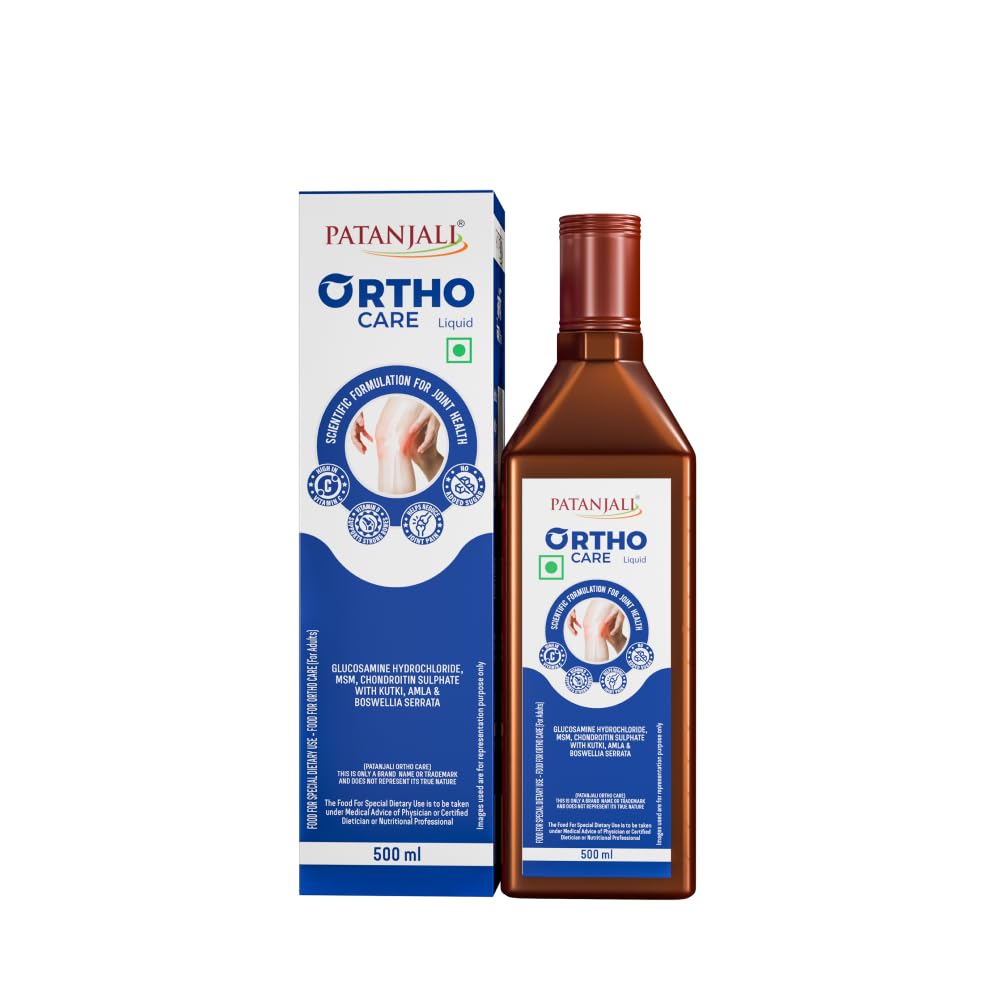 Patanjali Orthocare Liquid | Ayurvedic Joint Support Supplement | With Glucosamine, MSM, Boswellia & Vitamin D | Vegetarian | 500ml