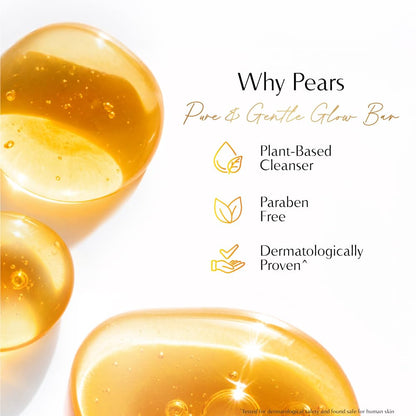 Pears Original Glycerin Soap Bar - Pure & Gentle Glow | With 98% Pure Glycerin | For Hydration & Glow | With Plant Based Cleanser for Skin & Body | Paraben-free | 125gms x 5
