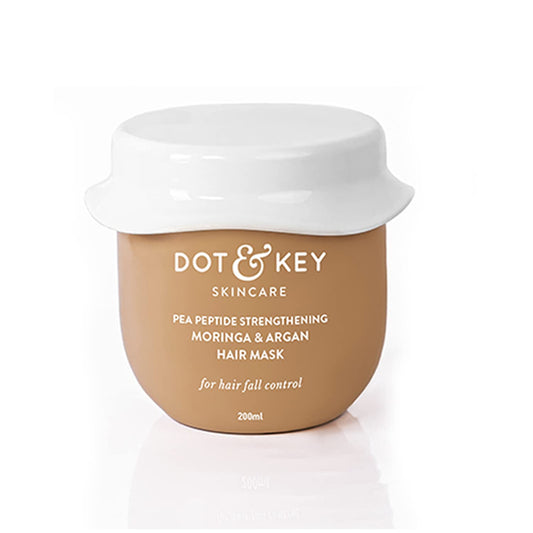 Zephivo DOT & KEY Pea Peptide Strengthening Moringa & Argan Hair Mask | Hair Mask For Hair Fall Control | Hair Mask For Dry And Frizzy Hair | For Smoothening Hair | For Women & Men, 200 Millilitre
