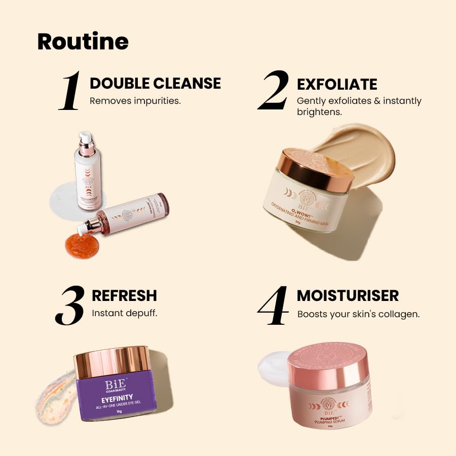 BiE O2WOW Oxygenating & Firming Face Mask | Detan, Pigmentation & Dark Spot Care | Instant Tan Removal | Acai Berry, Ginseng Stem Cells & Vital Oxygen | All Skin Types | 50gm