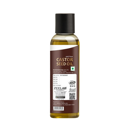 Bottle of Zeelab Castor Seed Oil on a white background