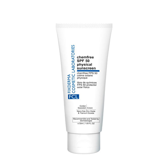 FCL Chemfree Physical Mineral Sunscreen SPF 50 | Sunscreen For Body & Face | Moisturizer For Acne Prone Skin | Sun Screen Protector SPF 50 | Mineral Sunscreen - 50ml