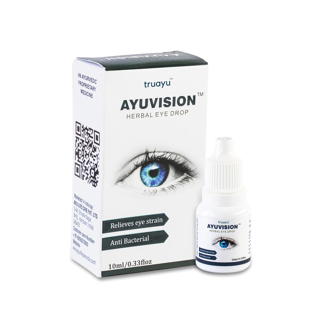 Ayuvision Herbal Ayurvedic Eye Drops for Dryness, Redness, Irritation & Itching Relief | Daily Use Eye Care with Rose, Aloe Vera & Triphala | 10ml