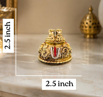 Gold Art India Lord Balaji Charan Paduka 24 kt Gold Matte Finish Vishnu Charan Paduka for Pooja Room/Balaji for car Venkateswara Swamy Feet with Shanku Chakra Namam Best Gifting
