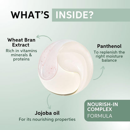 Product packaging with ingredients listed on a light green background