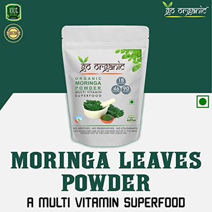 Go Organic Pure Moringa Leaf Powder 300g | Organic Moringa Oleifera Superfood for Immunity & Energy Boost | Natural Leaf Powder