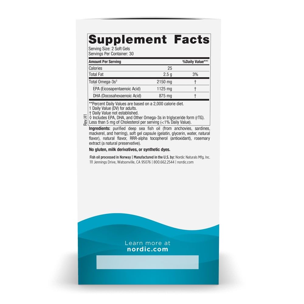 Nordic Naturals Ultimate Omega 2X | 2150 Mg Omega 3 Fish Oil Supplement EPA And DHA | For Optimum Wellness & Brain, Heart Health | Lemon Fish Oil For Men And Women | 60 Softgels