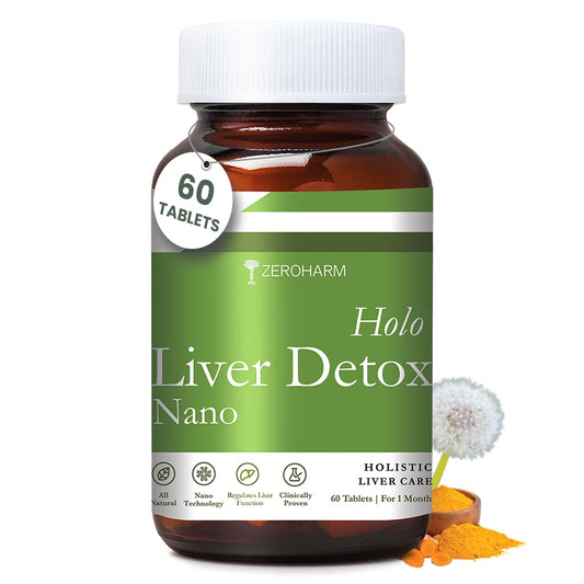 ZEROHARM Nano Liver Detox Supplement 800mg | Milk Thistle, Silymarin Extract, Dandelion & Turmeric | Supports Fatty Liver | Antioxidant Defense, Metabolism & Immune Function | 60 Tablets