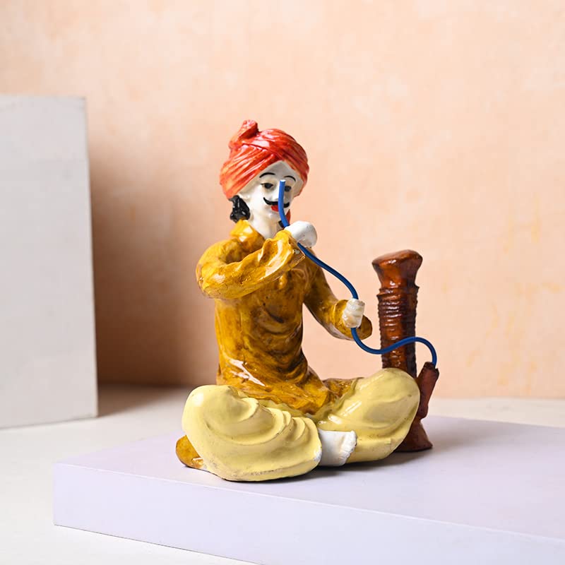 Decorative Set of 2 Rajasthani Desi Men Polyresin Showpiece Figurine Idol for Living Room, Bedroom, Office/Home Decoration