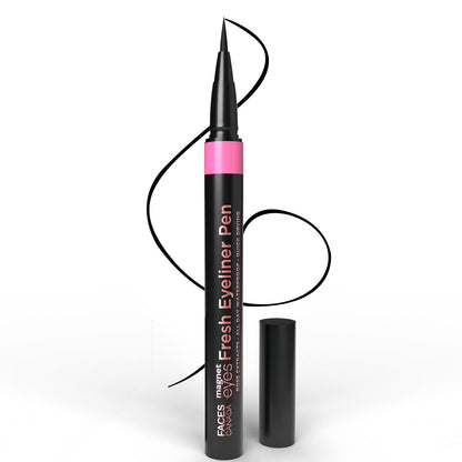 FACESCANADA Magneteyes Fresh Eyeliner Pen - Black, 1ml | All - Day Waterproof & Smudgeproof | Long-Lasting | Matte Intense Color Payoff | Quick Drying & One Stroke Application | Rose Extract