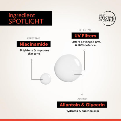 Product feature card highlighting ingredients with text and icons on a light background