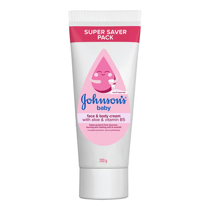 Johnson's Baby Cream 200g | Face & Body Cream for All Skin Types including Sensitive Skin | Helps Protect from Dryness | Baby's Skin Feels Soft & Smooth | With Aloe & Vitamin B5 | No Added Parabens, Dyes & Pthalates | Pediatrician Tested