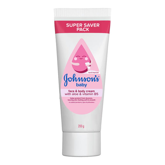 Johnson's Baby Cream 200g | Face & Body Cream for All Skin Types including Sensitive Skin | Helps Protect from Dryness | Baby's Skin Feels Soft & Smooth | With Aloe & Vitamin B5 | No Added Parabens, Dyes & Pthalates | Pediatrician Tested