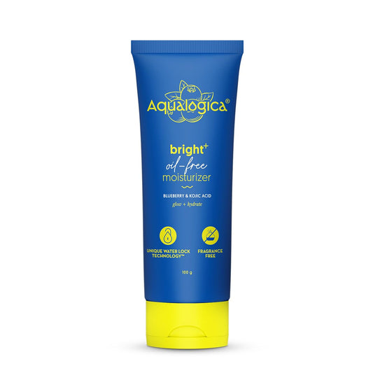 Aqualogica Bright+ Oil-Free Moisturizer with Blueberry & Kojic Acid (100g) Lightweight & Non-Sticky | Brightens & Evens Skin Tone | Fades Dark Spots & Pigmentation | Deeply Hydrates| For All Skin Types | For Men & Women