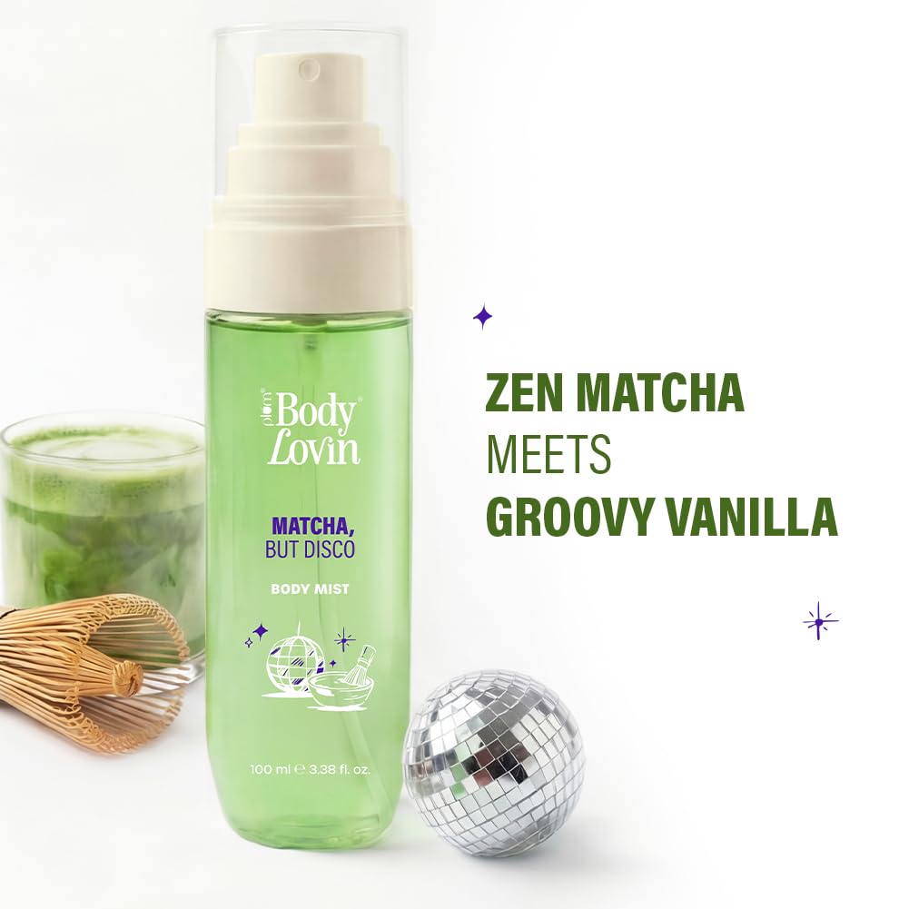 Plum BodyLovin’ Matcha, But Disco Body Mist | Zen Matcha Meets Groovy Vanilla | Long-Lasting | Lactonic Matcha Fragrance | With Notes Of Matcha, Lactonic & Creamy Vanilla | 100 ml