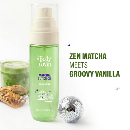 Plum BodyLovin’ Matcha, But Disco Body Mist | Zen Matcha Meets Groovy Vanilla | Long-Lasting | Lactonic Matcha Fragrance | With Notes Of Matcha, Lactonic & Creamy Vanilla | 100 ml