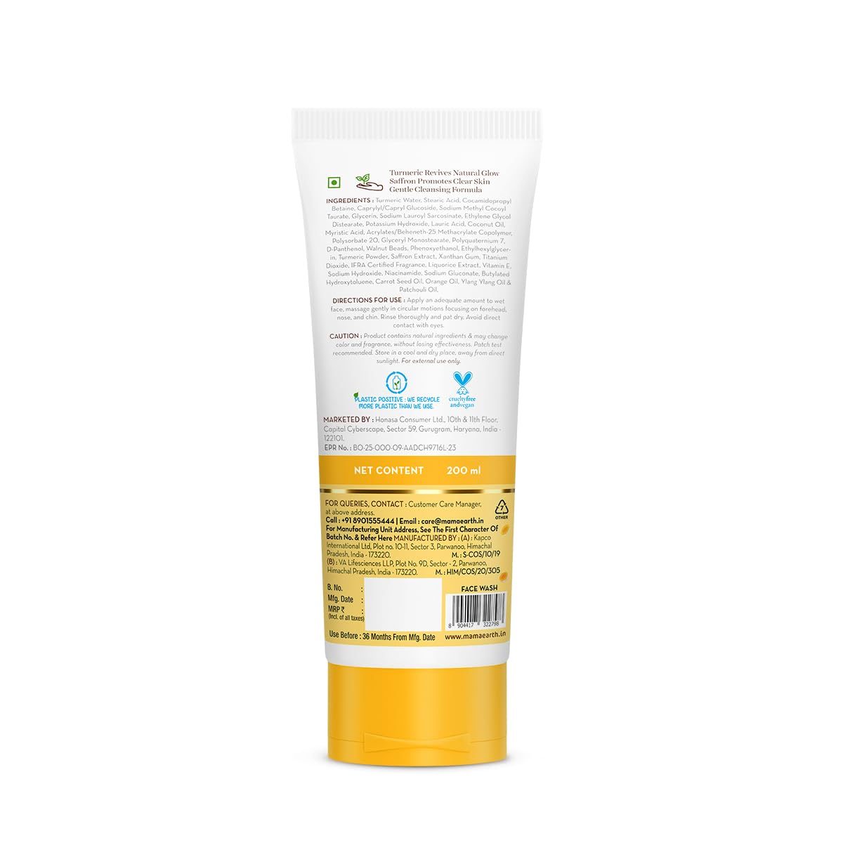 Mamaearth Ubtan Natural Glow Face Wash with Turmeric & Saffron for Tan Removal – 200 ml | Removes Tan | Brightens Skin | Exclusively Available on Amazon