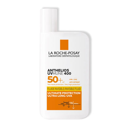 La Roche-Posay Anthelios UV Mune 400 sunscreen bottle on a white background