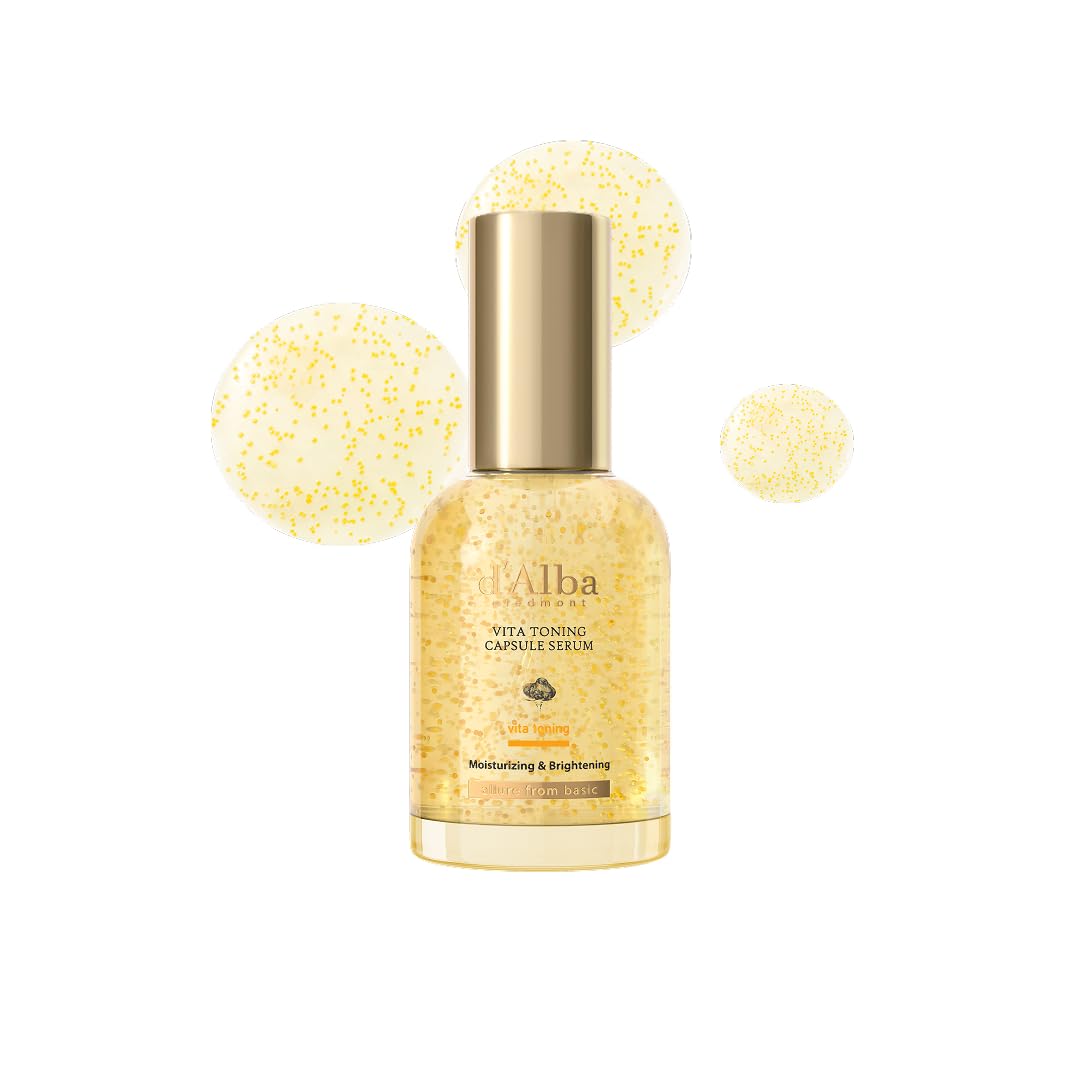 d'alba Piedmont Vita Toning Capsule Serum, Daily Vita Boost for Luminous Skin, Infused with ceramides, Vitamin K/E, and 80.34% Damask Rose Water, plus 2% niacinamide and Vitamin C for ultimate hydration, glow, and revitalization, 50ml