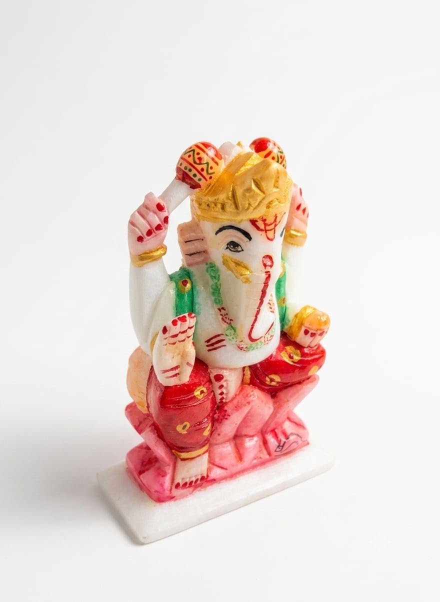Handmade Marble Ganesha Statue, Stone sculpure, Stone Idol, Decor.