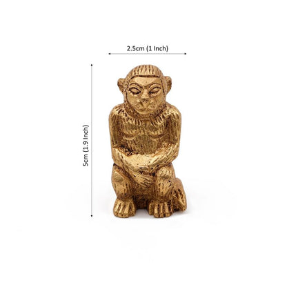 Brass Animal Monkey Statue Handcrafted Decorative Showpiece Idol for Home, Office Dcor (Size : 5cm Height | Weight : 119gm Approxe)