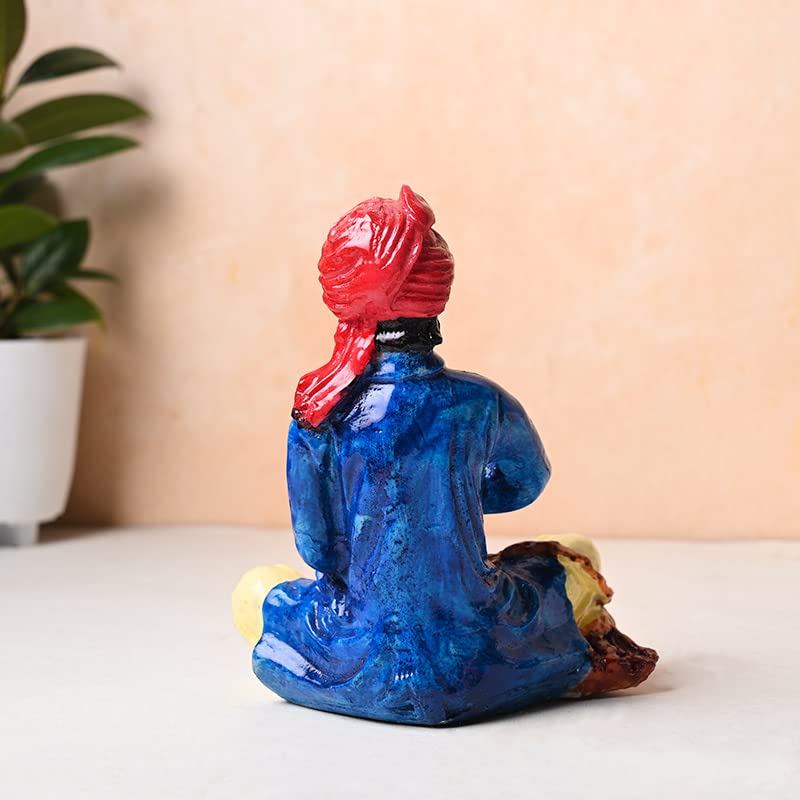 Decorative Set of 2 Rajasthani Desi Men Polyresin Showpiece Figurine Idol for Living Room, Bedroom, Office/Home Decoration