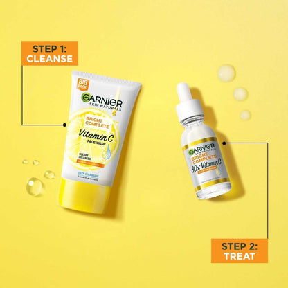 Garnier Bright Complete Facewash 150g & Bright Complete Vitamin C Serum 30ml | Combo