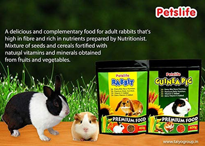 PETSLIFE Rabbit Premium Food Pellets with Essential Nutrients and High Fiber Content for Small & Adult Bunnies, 400 g