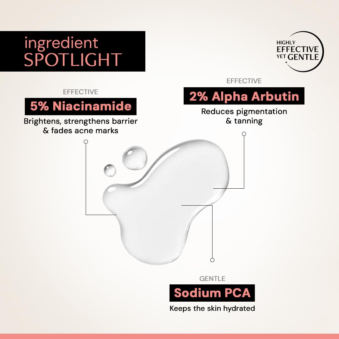 Skincare product with labeled ingredients on a light background